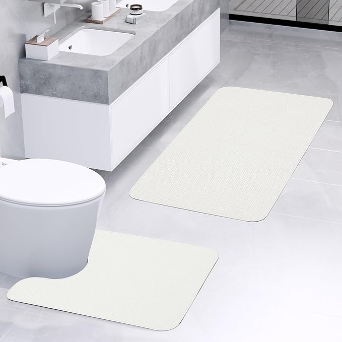Bathroom Rugs Set 2 Pieces, Thin Bathroom Mats, Toilet Rugs, Quick Dry - Image 2