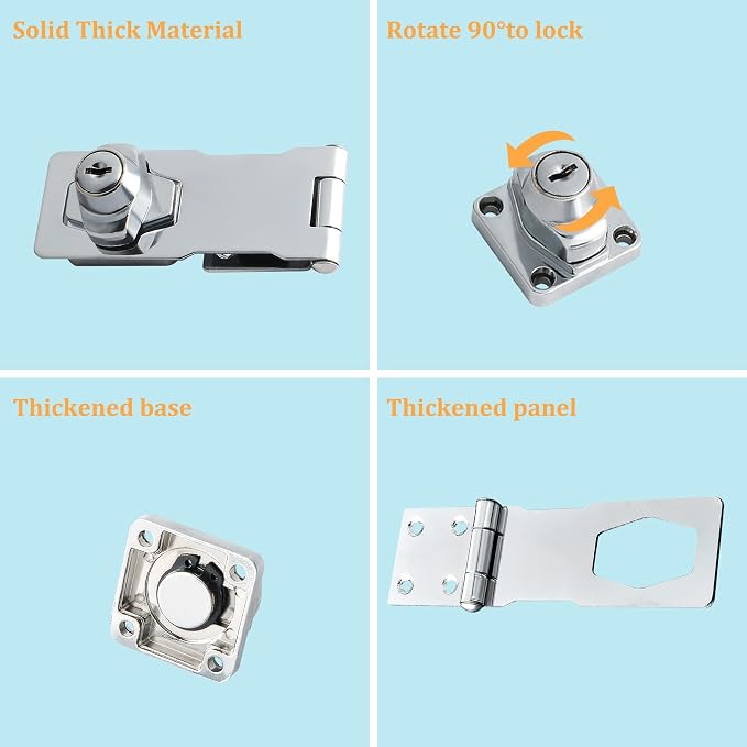Alise Keyed Hasp Lock, 4 Inch Safety Packlock Clasp Hasp Lock Latch - Image 5