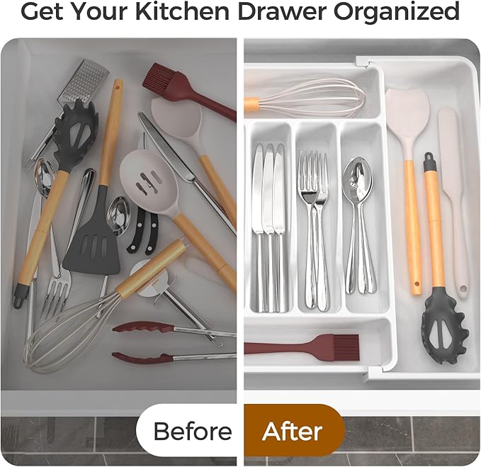 Extra Large Expandable Silverware Organizer, BPA-Free Food-Safe Cutlery - Image 6