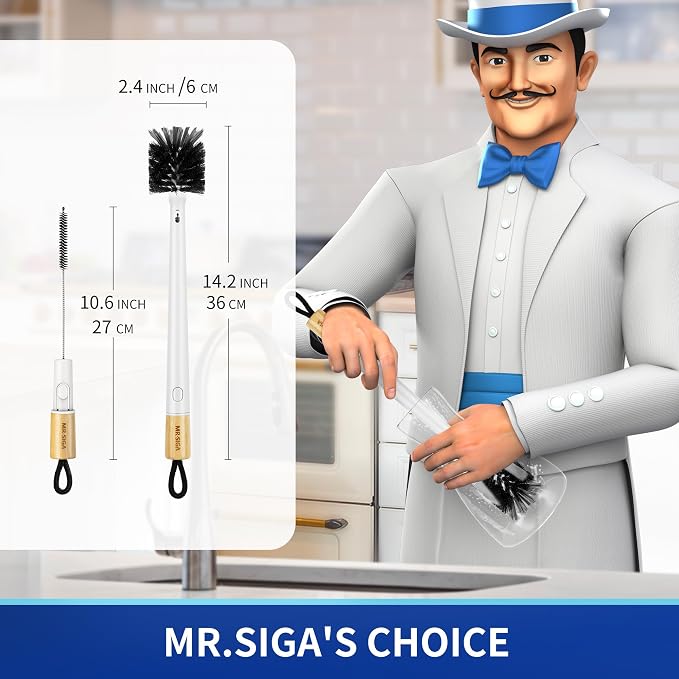 MR.SIGA Water Bottle Brush and Straw Cleaner Brush, Long Handle Bottle Cleaner - Image 2