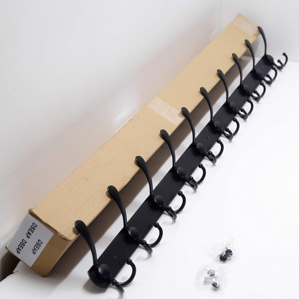 Dseap Coat Rack Wall Mount - 38” Long 10-Tri-Hooks Heavy Duty Coat Hanger Rai...