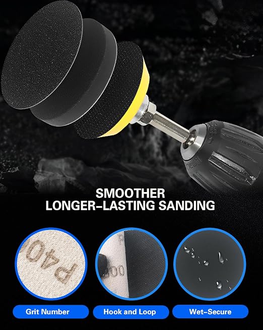 2 Inch Sanding Discs Drill Polishing Kit, Hook & Loop Wet Dry Buffing Pads - Image 6