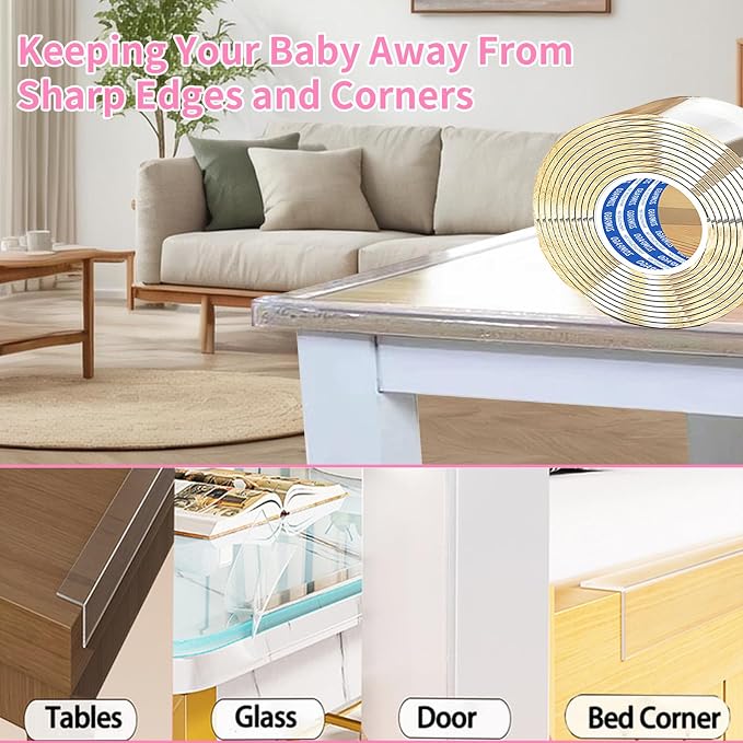 Clear Soft Corner Protectors for Furniture Strip, 1.8in x13FT, Sharp Edge & - Image 6