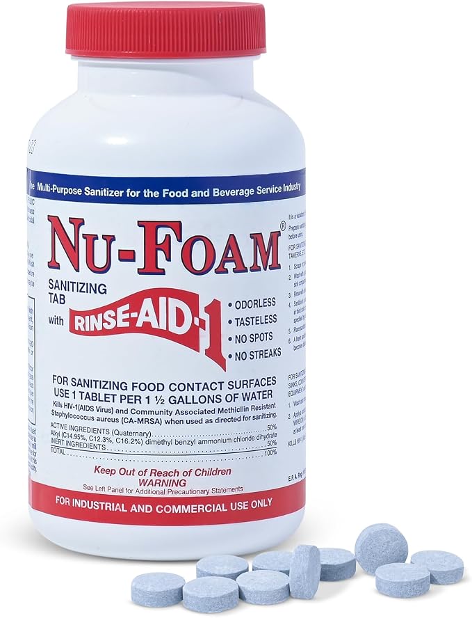 Nu-Foam Sanitizing Tablets for Bar Glassware – Superior Rinse Aid by Nu-Foam