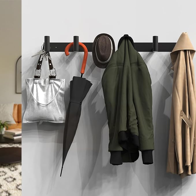 VAEHOLD Black Hat and Coat Wall Mount Rack - Image 4