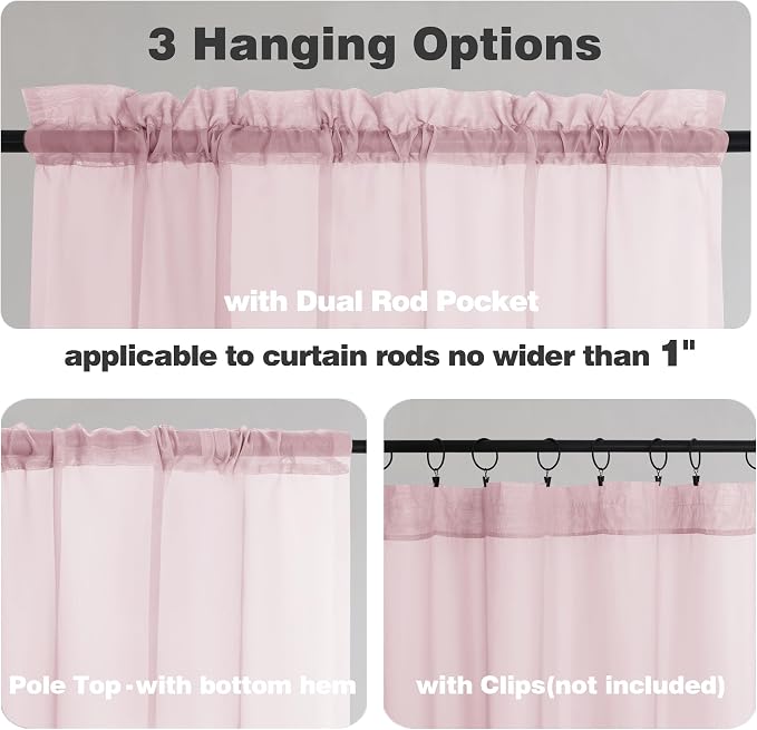 Chyhomenyc Blush Pink Sheer Curtains 78 Inches Long 2 Panels Set - Image 5