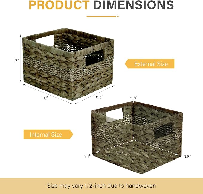 Water Hyacinth Wicker Basket, Decorative Woven Baskets - Image 2