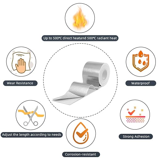 Zonon 2 Rolls Aluminum Foil Tape Heat Shield Tape Barrier Adhesive Reflective - Image 3