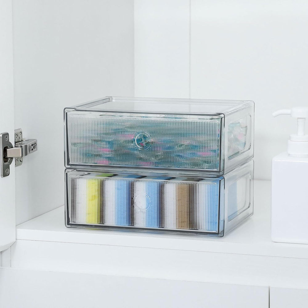 Clear Desk Drawer Organizers, 4 Drawers, Plastic