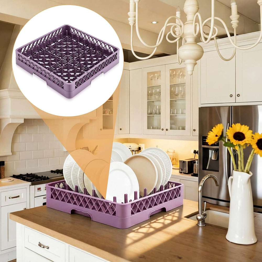 Aurelema 1 Pack Commercial Dishwasher Tray Rack, Peg Dish, Purple