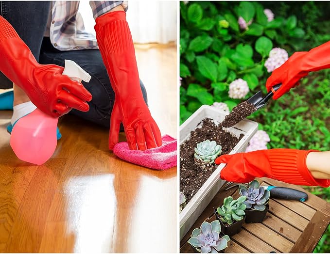 Vgo... 10-Pairs Dishwashing Gloves, Reusable Household Gloves, Long Sleeve - Image 6