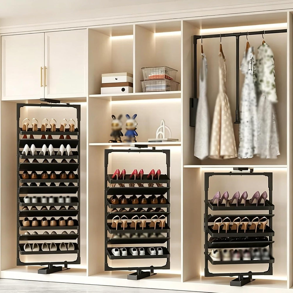 360° Rotating Shoe Rack Organizer for Closet, Double-Sided Pull Out with Deep...
