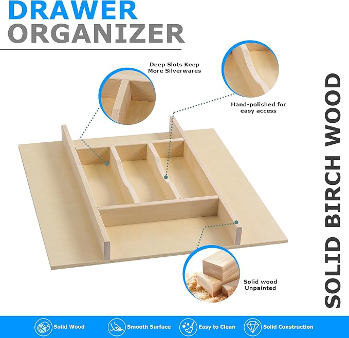 WelFurGeer Premium Wooden Silverware Organizer - Image 5
