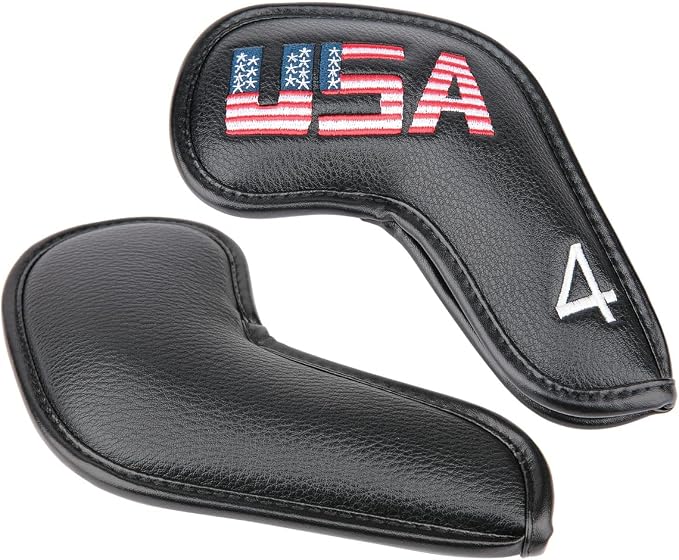 Golf Builder Black Leather USA Golf Club Iron Wedge Head Covers Fit All Brands - Image 5