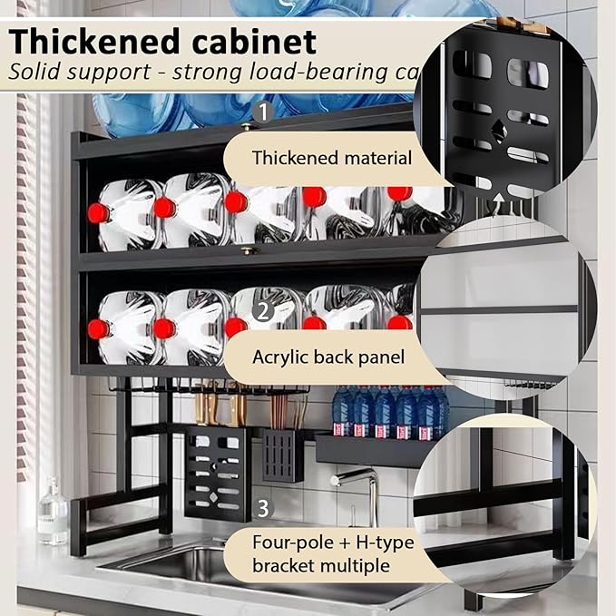 Dish Drying Rack 4 Tiers with Cover, Keep Kitchen Sink Shlef Organized - Image 5