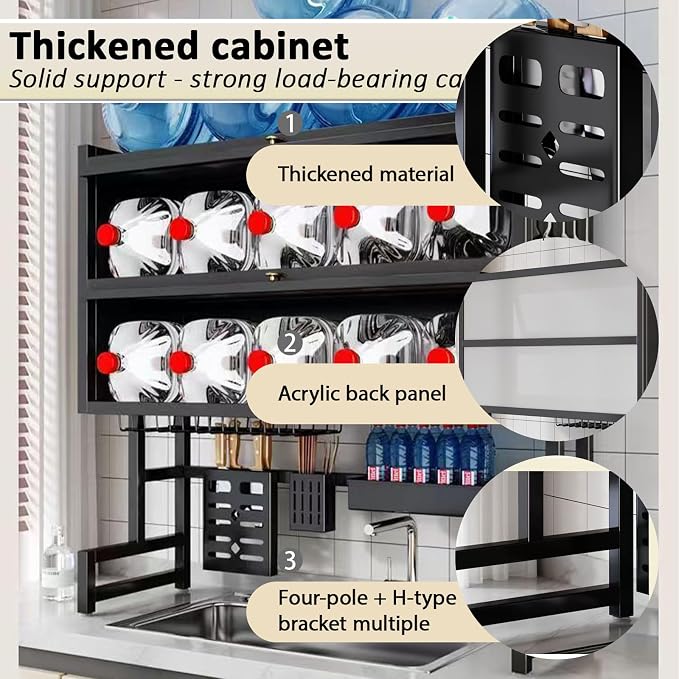Dish Drying Rack 4 Tiers with Cover, Keep Kitchen Sink Shlef Organized - Image 5