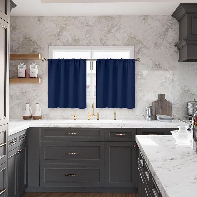 BGment Navy Blue Blackout Curtains 40 Inches Length - Image 2