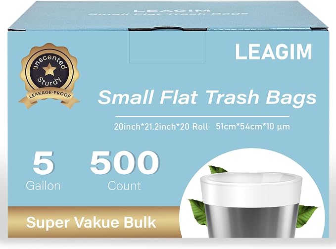 500 Count 5 Gallon Trash Bags, Strong Small Garbage Bags, Bathroom Trash Can - Image 7
