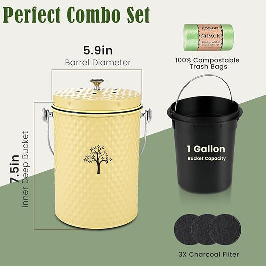 AOSION Countertop Compost Bin Kitchen, Odor Resistant Indoor Compost Bin - Image 2