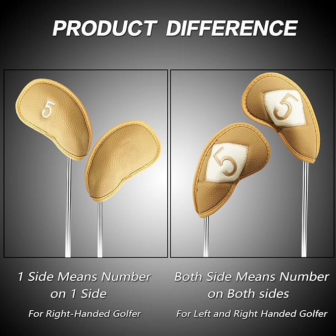 FINGER TEN Premium Synthetic Leather Stylish Iron & Wedge Golf Head Covers - Image 2