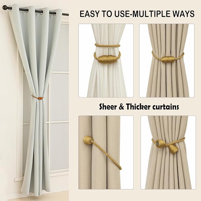 Magnetic Curtain Tiebacks Rope Curtain Tie Backs - Image 5