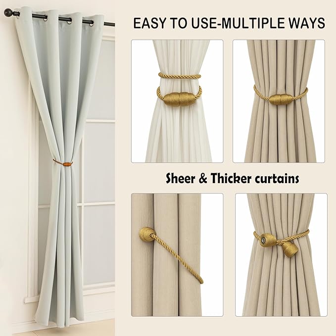 Magnetic Curtain Tiebacks Rope Curtain Tie Backs - Image 5