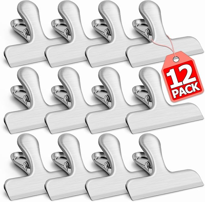 VNDUEEY 12 Pack Stainless Steel Chip Clips, Bag Clips by VNDUEEY