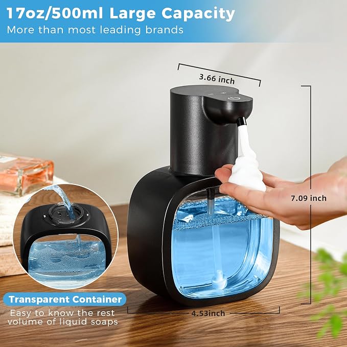 Automatic Foaming Soap Dispenser, 17oz/500ml Touchless Rechargeable - Image 3