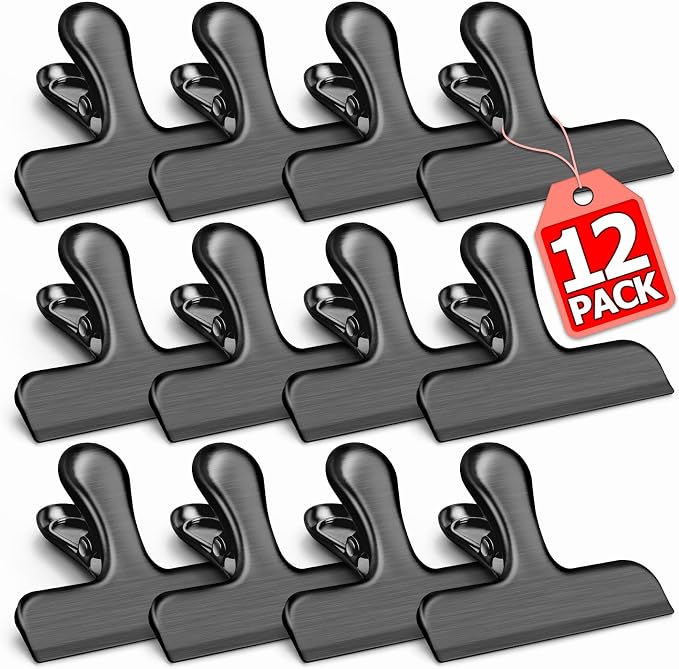 VNDUEEY 12 Pack Stainless Steel Chip Clips, Bag Clips by VNDUEEY