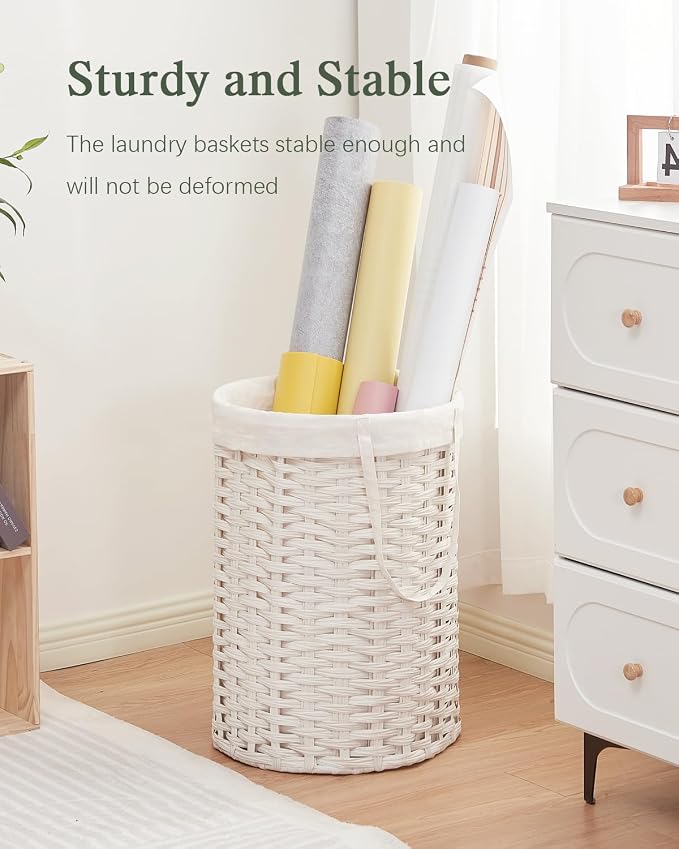 Laundry Hamper Laundry Basket Round 19.0 Gal Handwoven Rattan Laundry Basket - Image 7