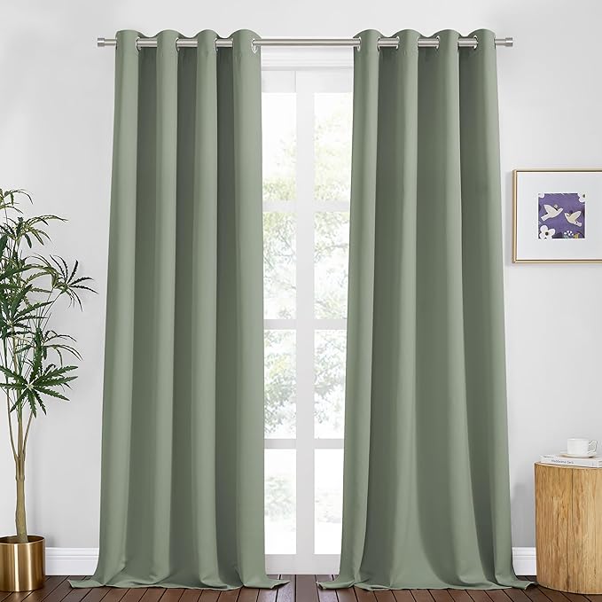 PONY DANCE Sage Green Curtains 94 Inches Long by PONYDANCE