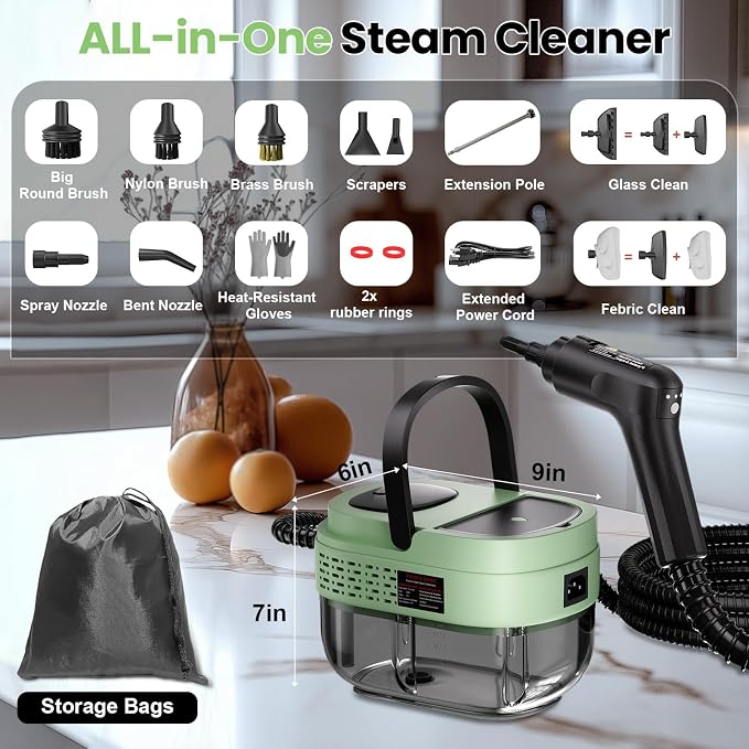 Handheld Steam Cleaner for Home, 2500W High Pressure Steam Cleaner for Car - Image 5