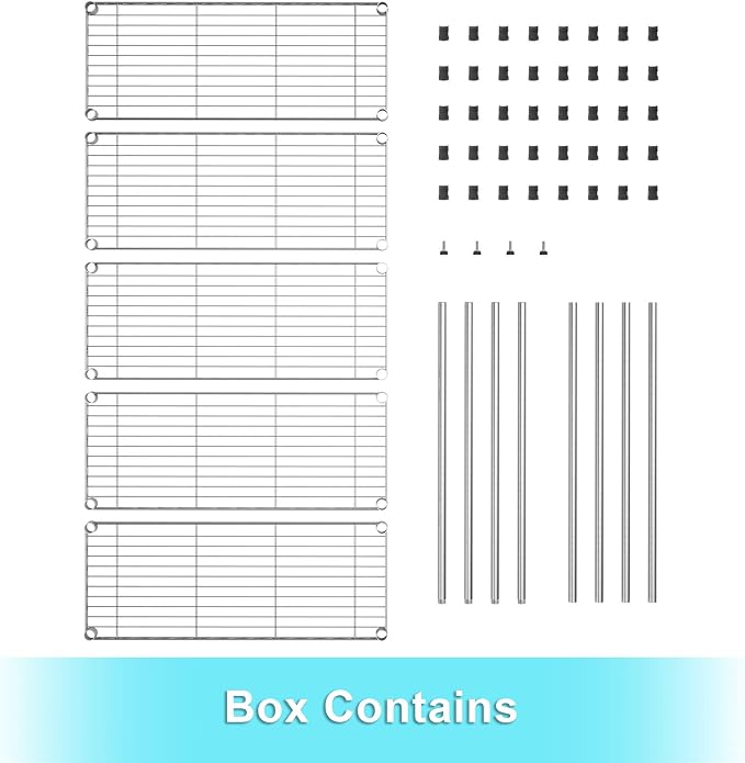 Auslar 5-Shelf Storage Shelves Heavy Duty 5 Tiers Standing Large Shelving Units - Image 7