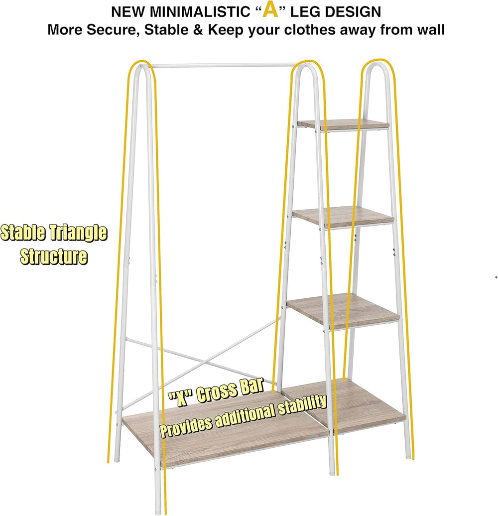Finnhomy Metal Clothes Closet Rack, Clothing Rack for Hanging Clothes White H...