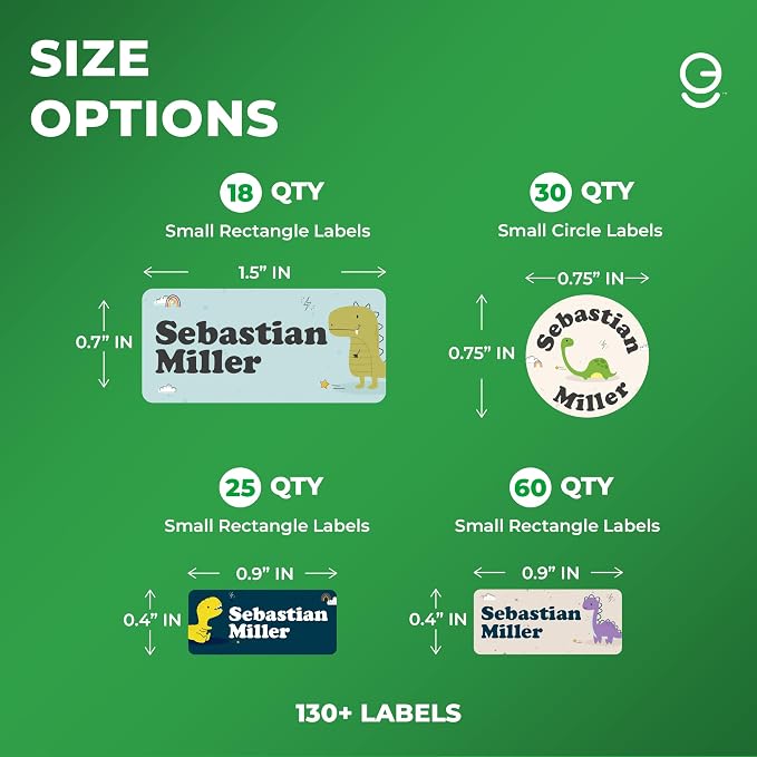 Personalized Name Tag Stickers for Kids | Dinosaur Waterproof Labels for School - Image 2