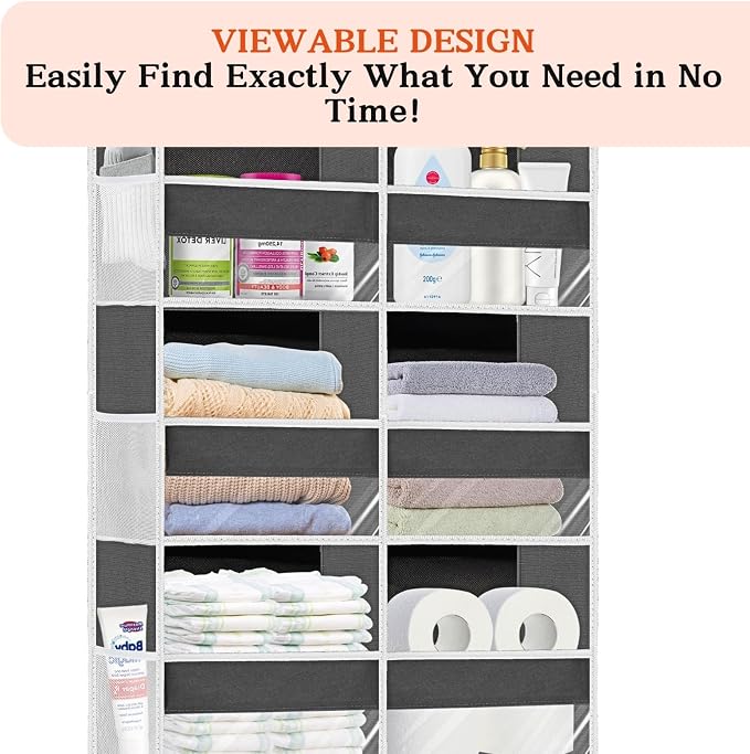Over the Door Organizer 6 Tiers, Extra Large Behind Door Storage of 12 - Image 4
