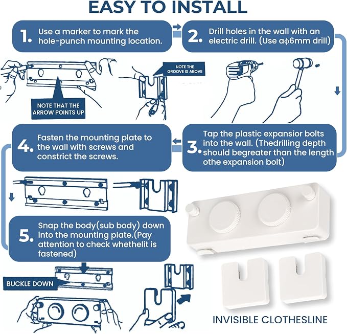 Retractable Clothesline Indoor Outside Heavy-Duty, Upgrade 304 Double Stainless - Image 7