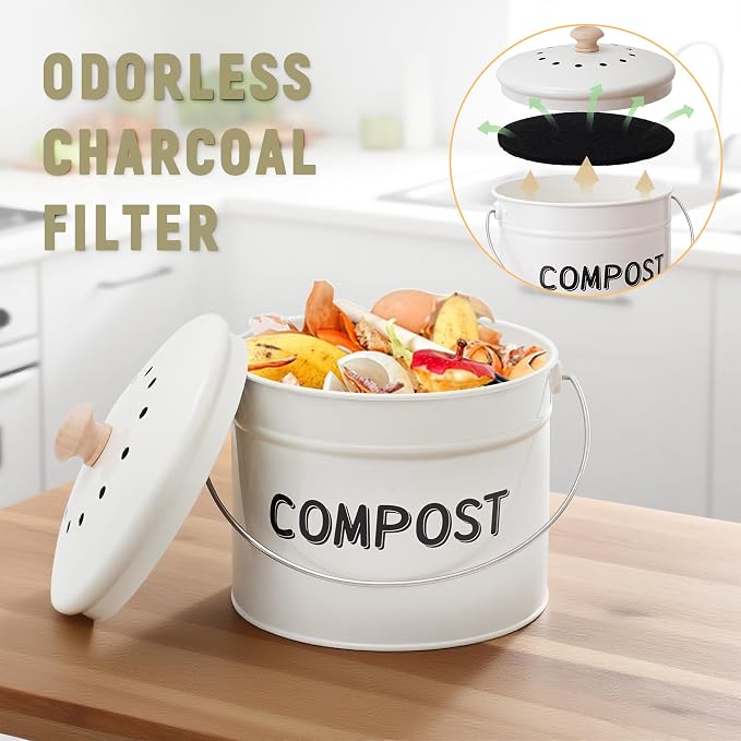 Compost Bin for Kitchen Counter, 1 Gallon Compost Bucket - Image 6