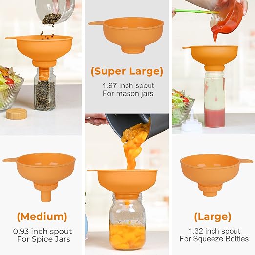 Wide Mouth Kitchen Funnel, Food Grade Plastic Cooking Canning Funnel - Image 2