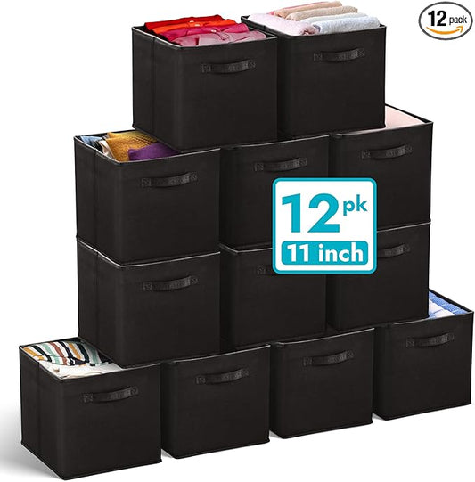 Reli. 11 Inch Cube Storage Bins | Cube Organizer Bins | 11x11 Fabric Storage by Reli