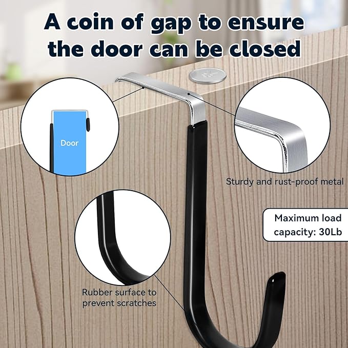 HOOSUN 4 Pack Over The Door Hooks, 4.96In Hooks - Image 3