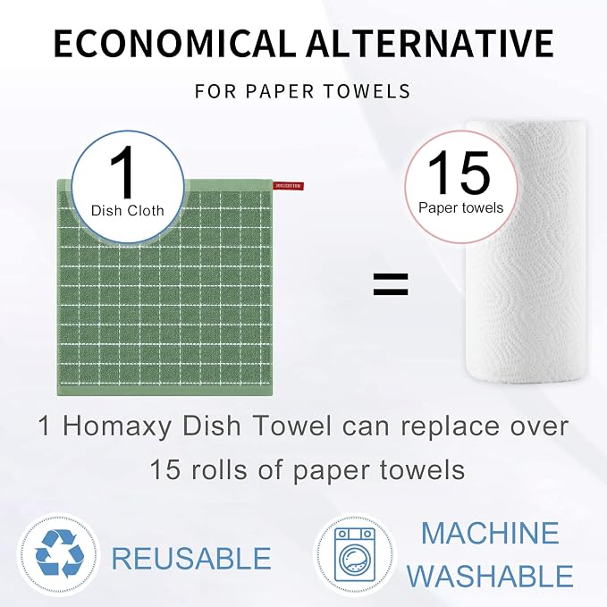 Homaxy 100% Cotton Terry Kitchen Dish Cloths, Ultra Soft and Absorbent Dish - Image 7