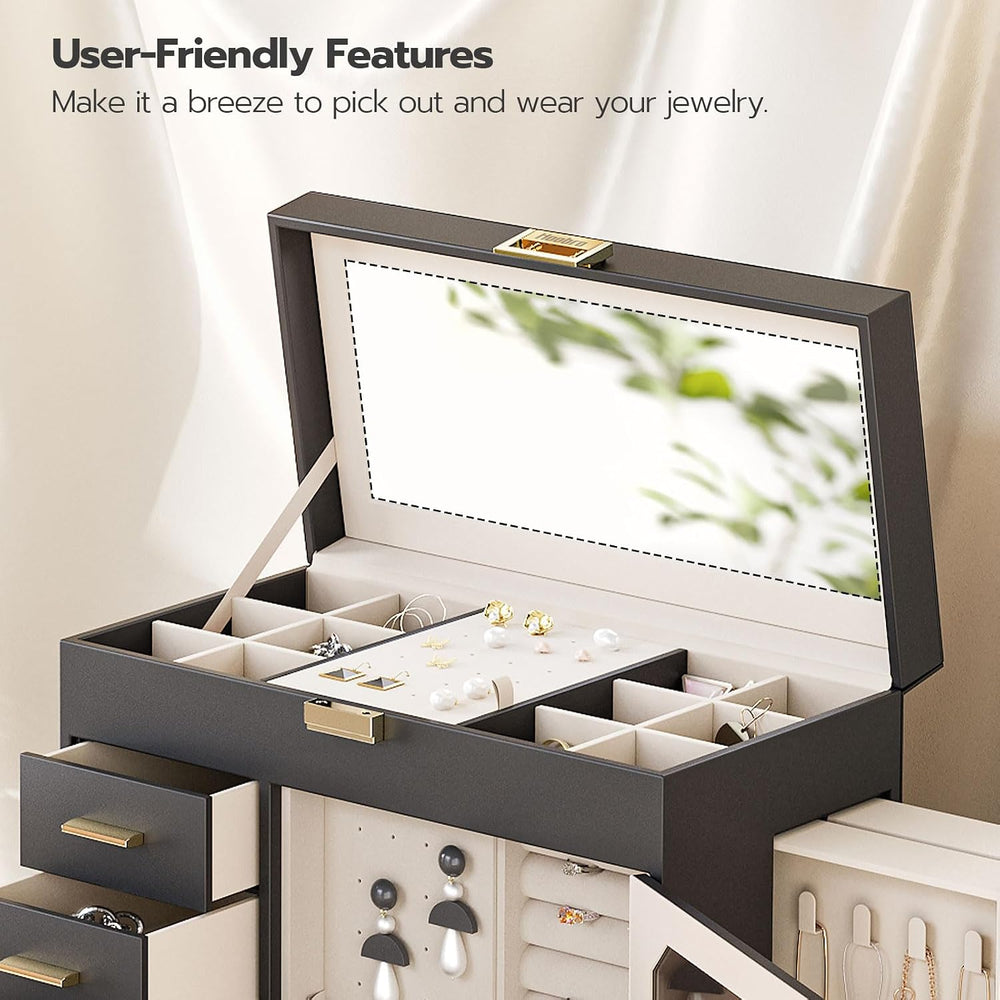 HOOBRO Jewelry Box with Mirror, 6-Layer Jewelry Organizer Box, Glass Window