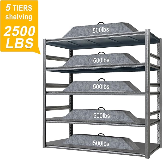 Storage Shelf 5-Tier Garage Shelving, Industrial Shelving - Image 4