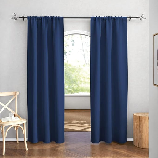 RYB HOME Navy Blue Blackout Curtains 84 inches Long - Image 2