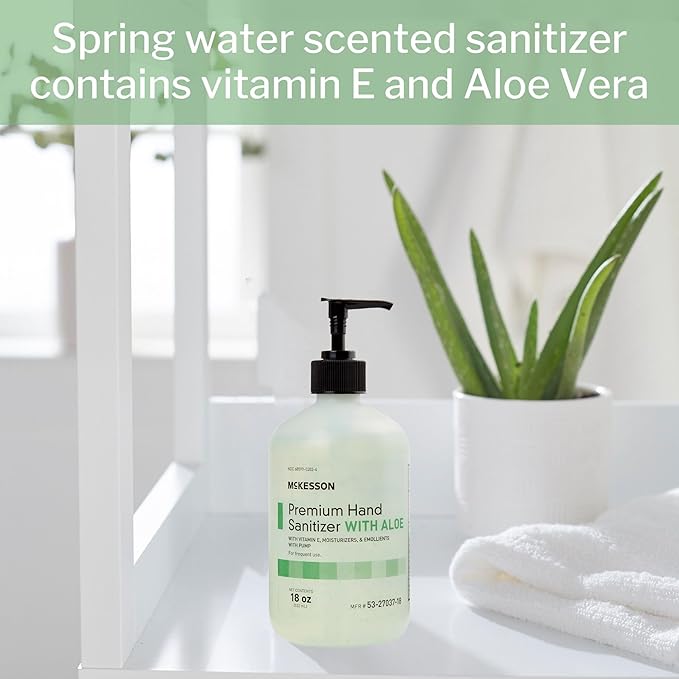 McKesson Hand Sanitizer with Aloe, 18 oz Pump Bottle – Bulk, 70% Ethyl Alcohol - Image 5