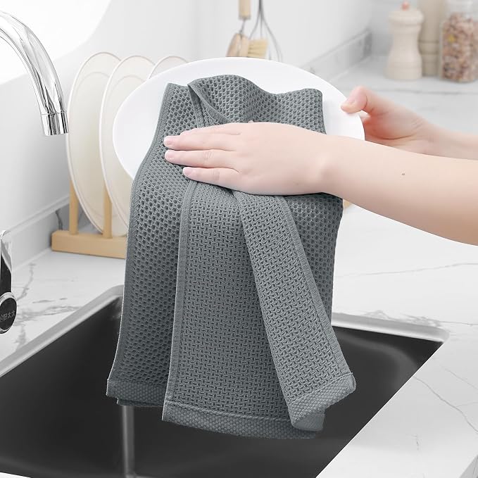 Homaxy 100% Cotton Waffle Weave Kitchen Dish Towels, Ultra Soft Absorbent Quick - Image 4