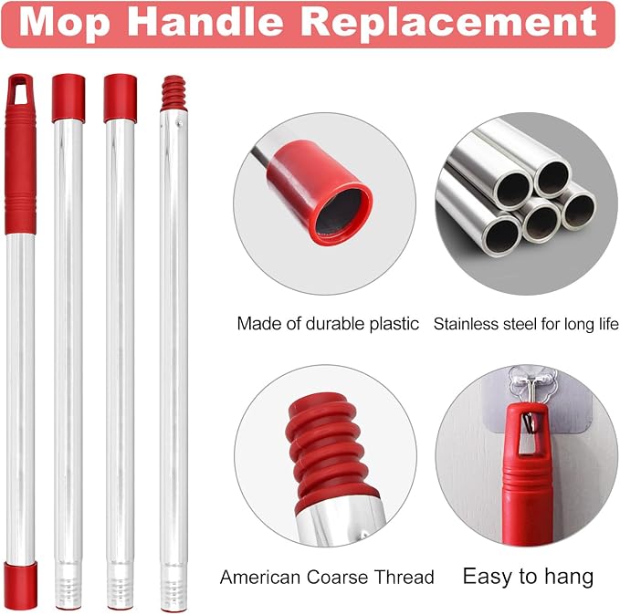 Mop Handle for O Cedar, 2 Spin Mop Base for Ocedar, Mop Stick Pole Handle - Image 4
