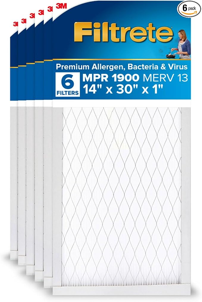 Filtrete 14x30x1 AC Furnace Air Filter, MERV 13, MPR 1900, Premium Allergen by Filtrete