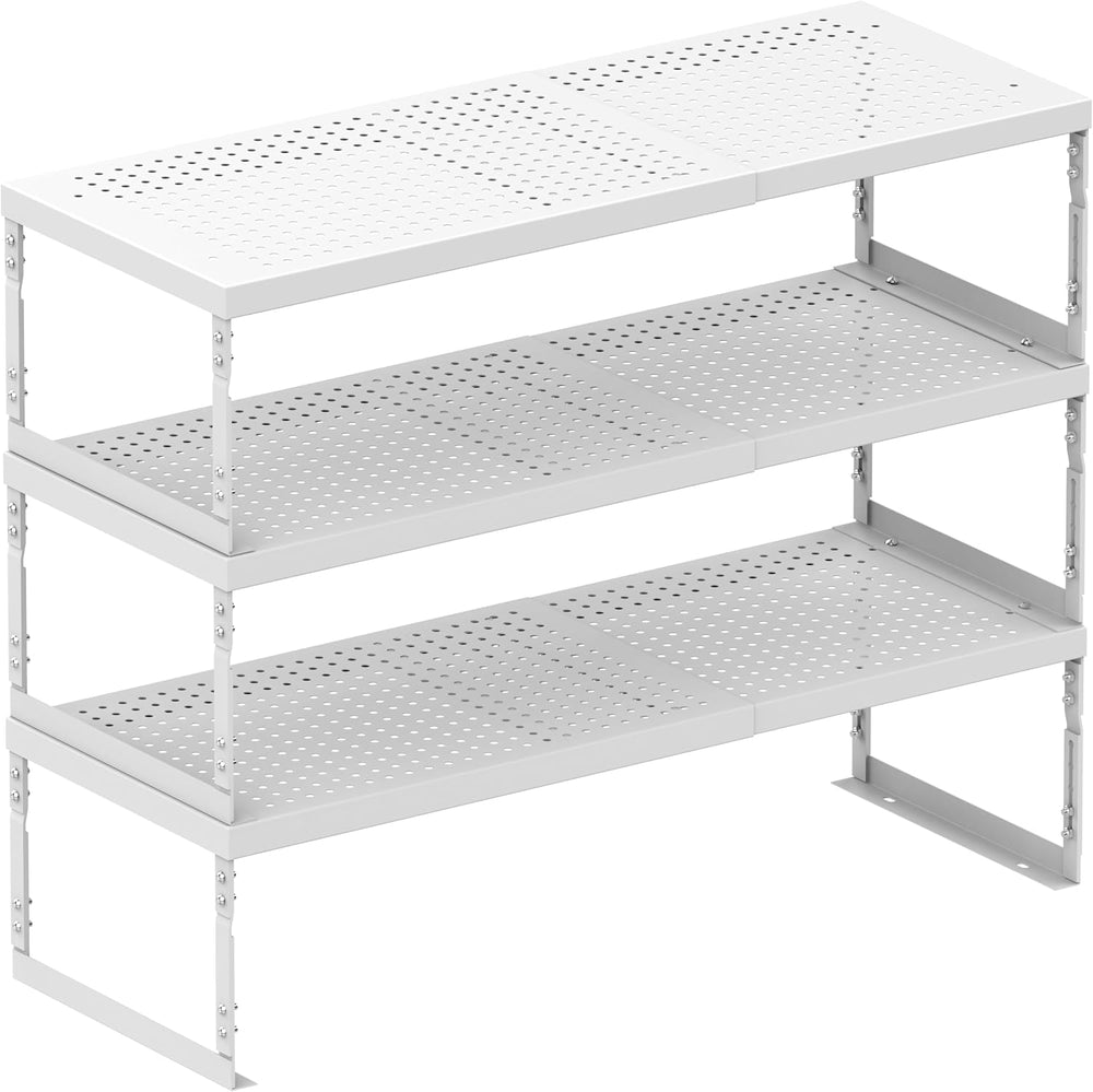 Stackable Expandable Metal Shelf Organizer - Adjustable Wire Storage Rack wit...